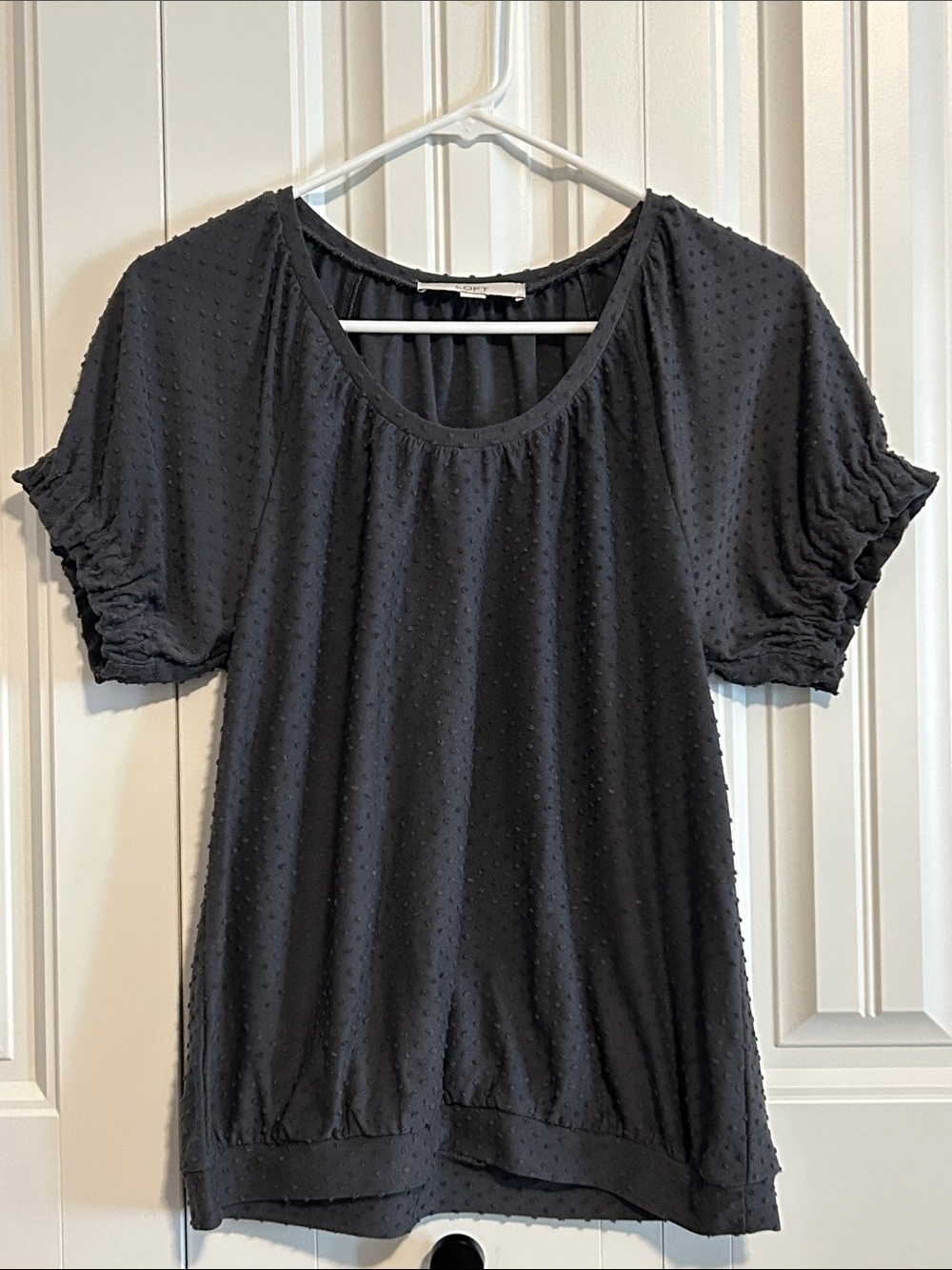 LOFT Charcoal Scoop Neck Top